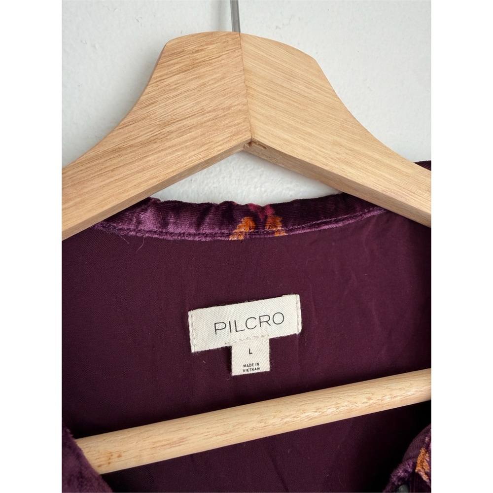 Pilcro Anthropologie Keira Collared Velvet Button-Front Blouse - Picture 8 of 9